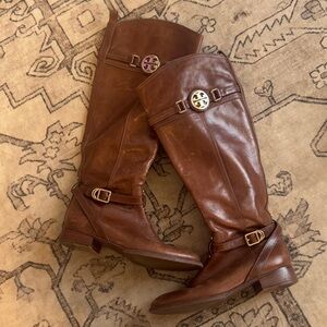 Tory Burch Brown Leather Riding Boots